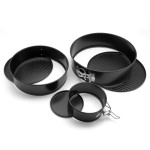 Set of 3 pieces round shapes for cakes, metallic, black color